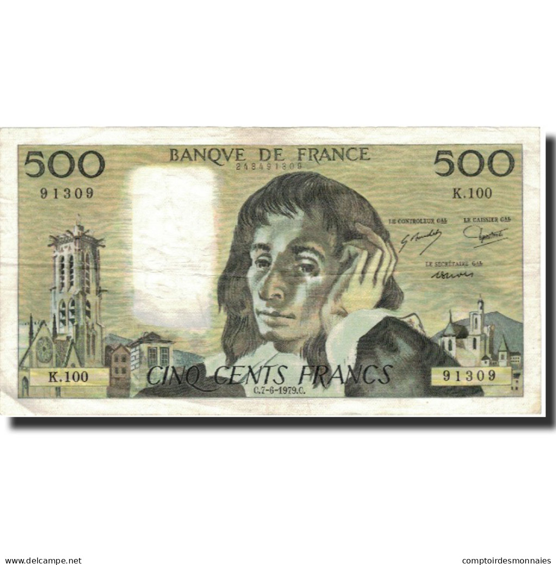 France, 500 Francs, Pascal, 1979, 1979-06-07, TTB, Fayette:71.19, KM:156d - 500 F 1968-1993 ''Pascal''