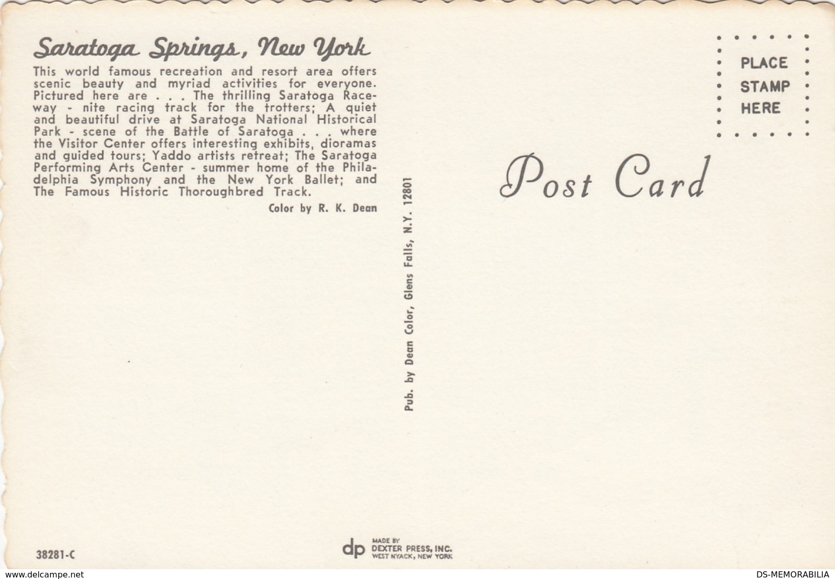 Saratoga Springs NY - Horse Racing , Dexter Press - Saratoga Springs