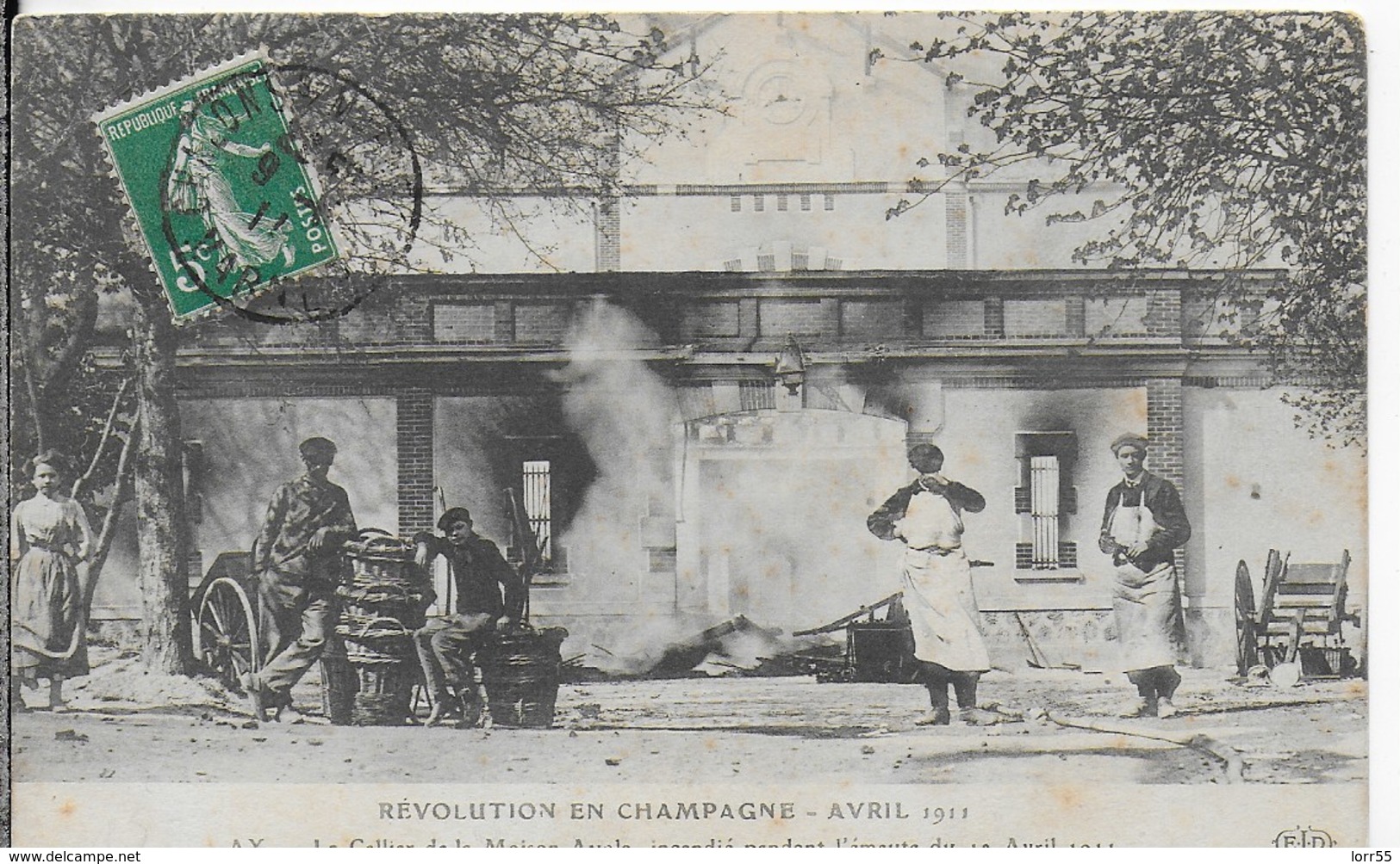 51-1- AY - REVOLUTION EN CHAMPAGNE - AVRIL 1911- CELLIER DE LA MAISON AYOLA INCENDIE LE 12/04/1911 - Ay En Champagne