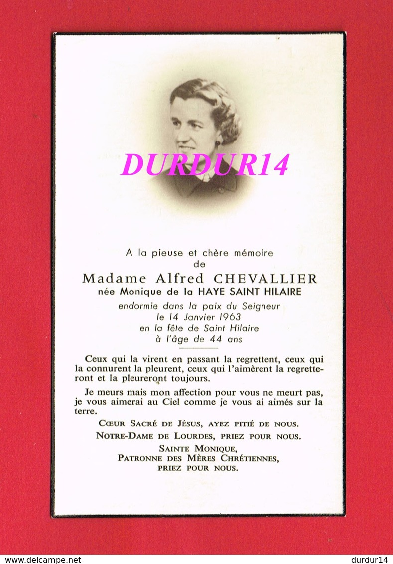 Avis De Décès  Titre De Noblesse Mme Alfred CHEVALLIER Née Monique De La HAYE SAINT HILAIRE - Décès