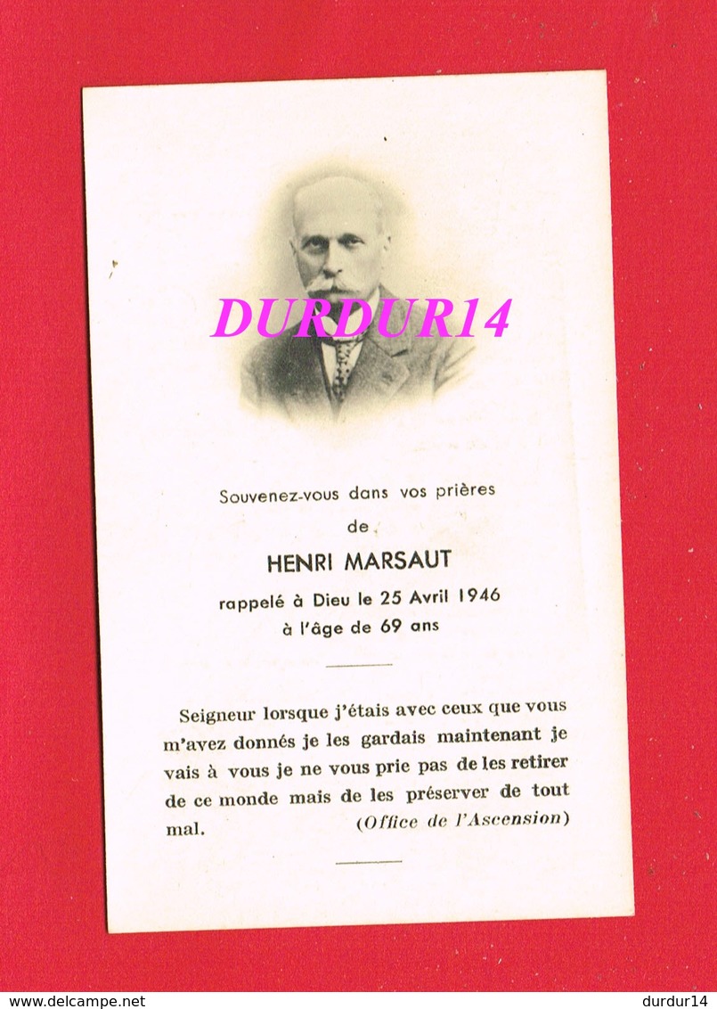 Avis De Décès  M. Henri MARSAUT 1946 - Décès