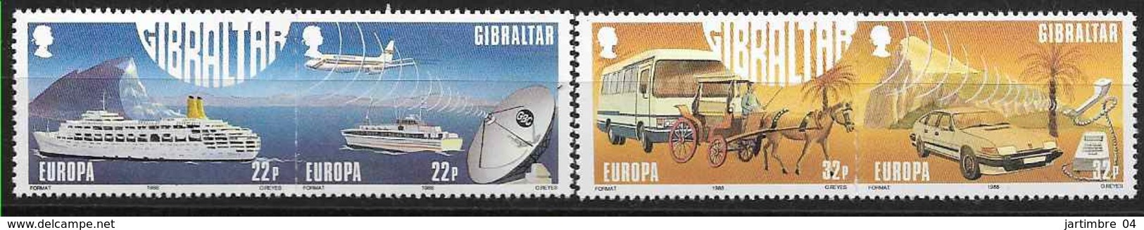 1988 GIBRALTAR 555-58** Europa, Bateau, Avion, Chevaux, Automobile - Gibraltar