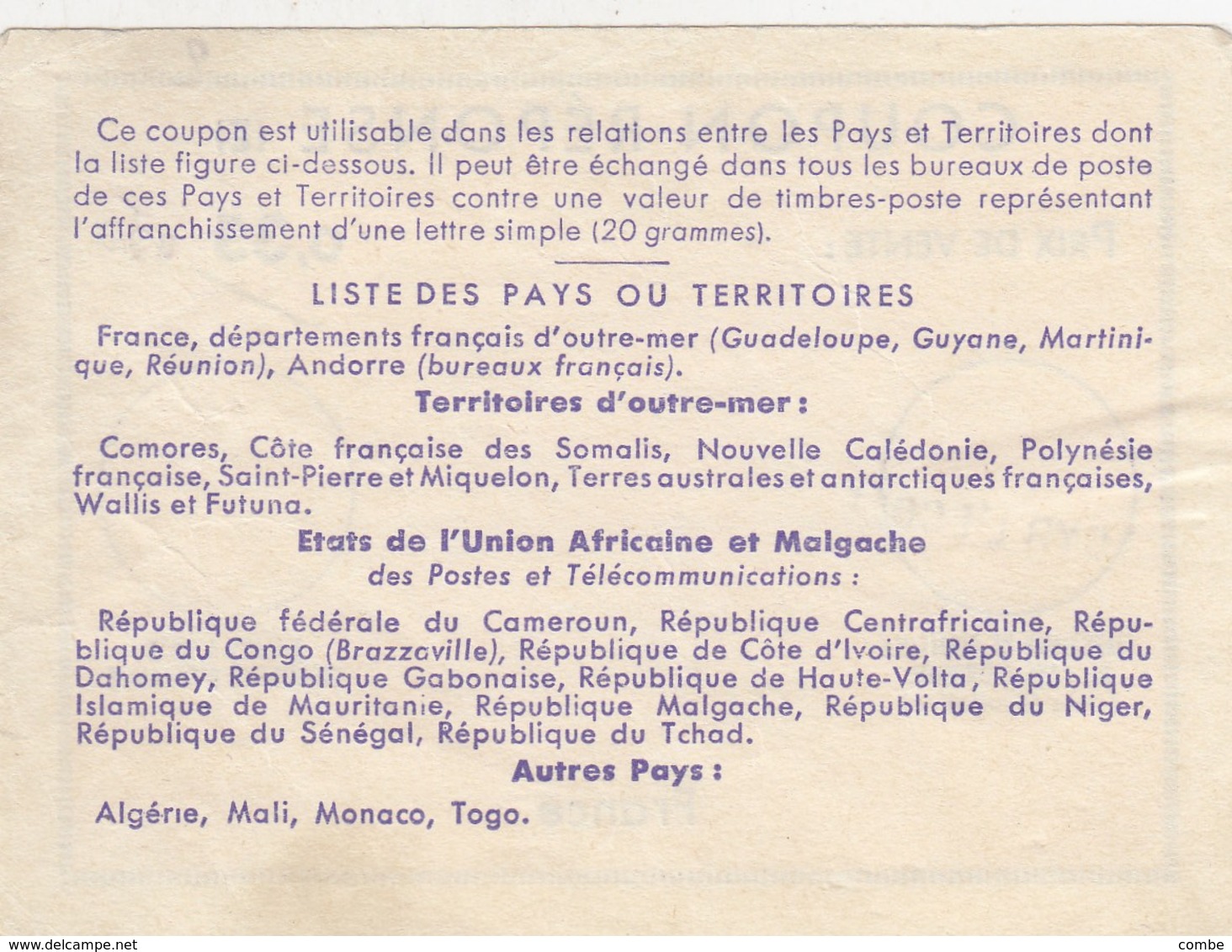 COUPON-REPONSE INTERNATIONAL. E. FRANCE. 0,35 FRANC RECTIFIE 0,40 FRANC 0,50 FRANC. ST CYR-L'ECOLE      / 2 - Cupón-respuesta