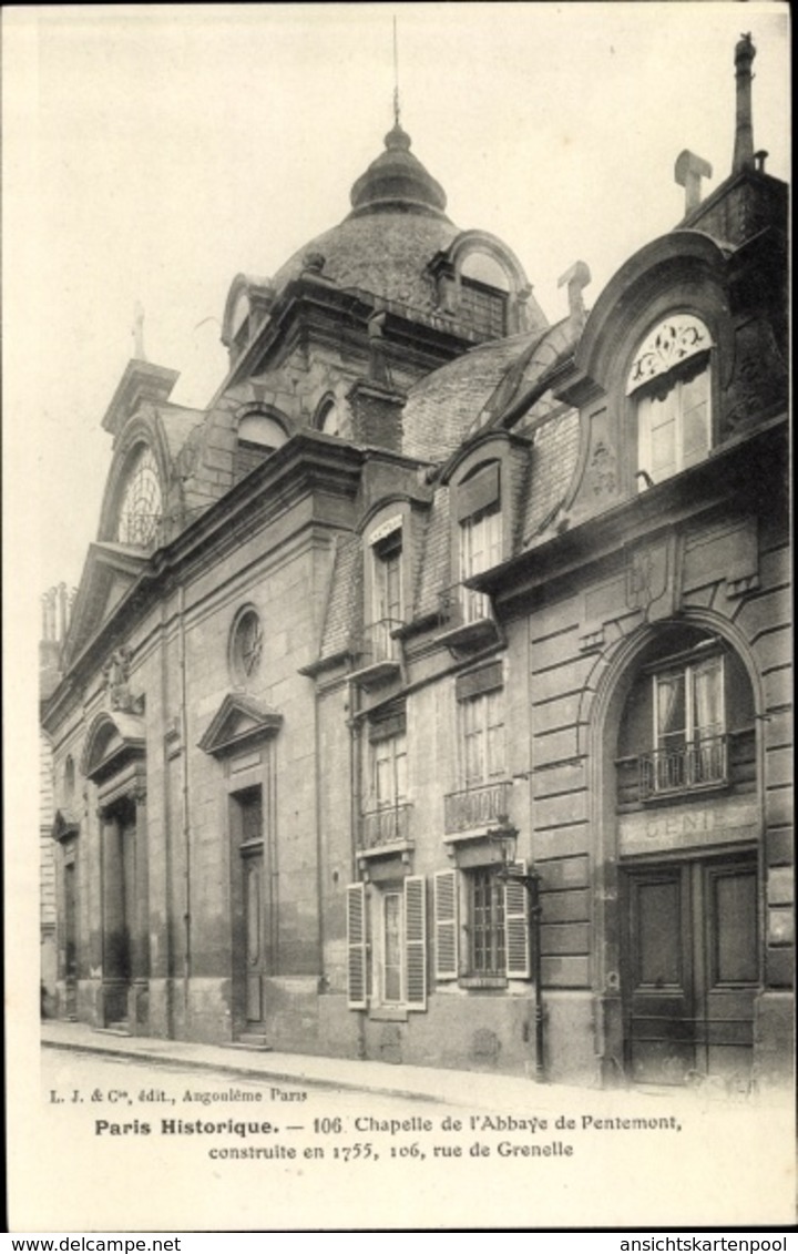 Cp Paris Arondissement Luxembourg, 106, Rue De Grenelle, Chapelle De L'Abbaye De Pentemont - Sonstige & Ohne Zuordnung