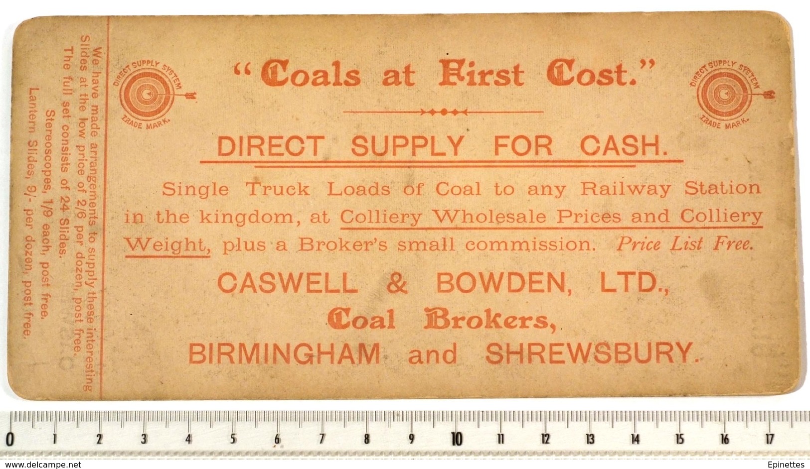 Photo Stéréo MINE CHARBON Angleterre, Coals At First Cost Caswell & Bowden, N1790 Bottom Shaft. Colliery Miners Mineurs - Photos Stéréoscopiques