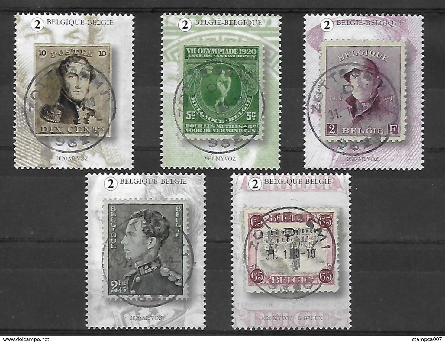 2020 Stamps On Stamps Leopold I Albert I Dendermonde 182 Olympic Games Leopold III Centrale Stempel - Used Stamps