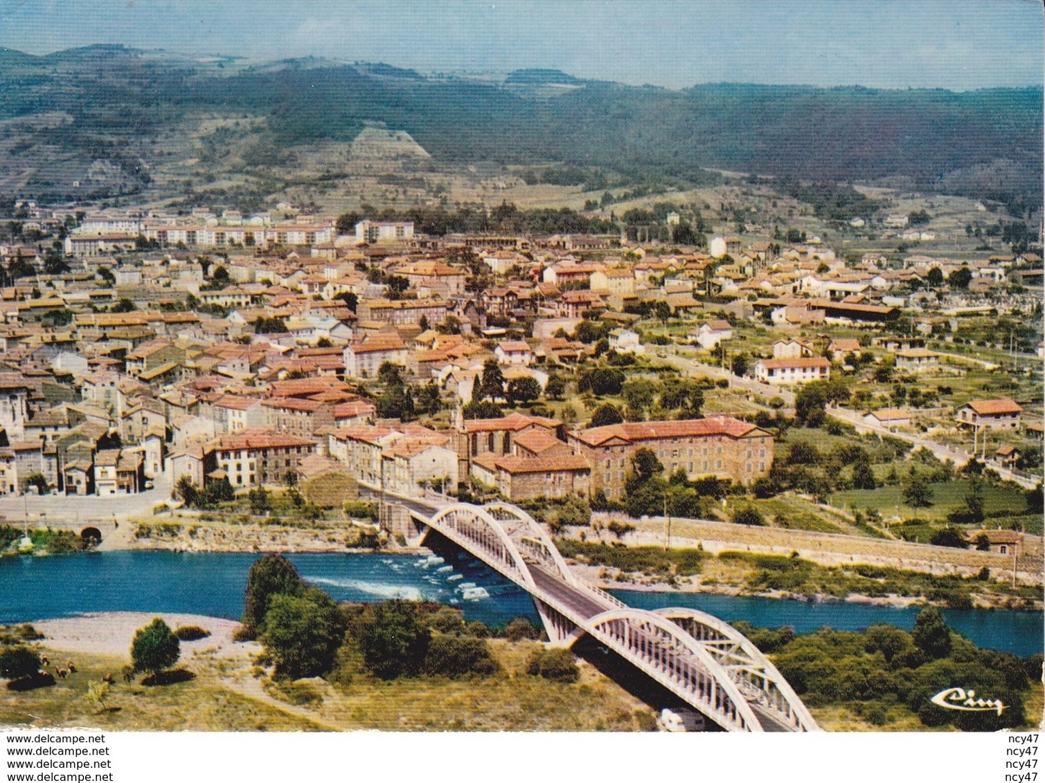 CPSM/gf  (43). LANGEAC.  Vue Générale Aérienne. ...D057 - Langeac