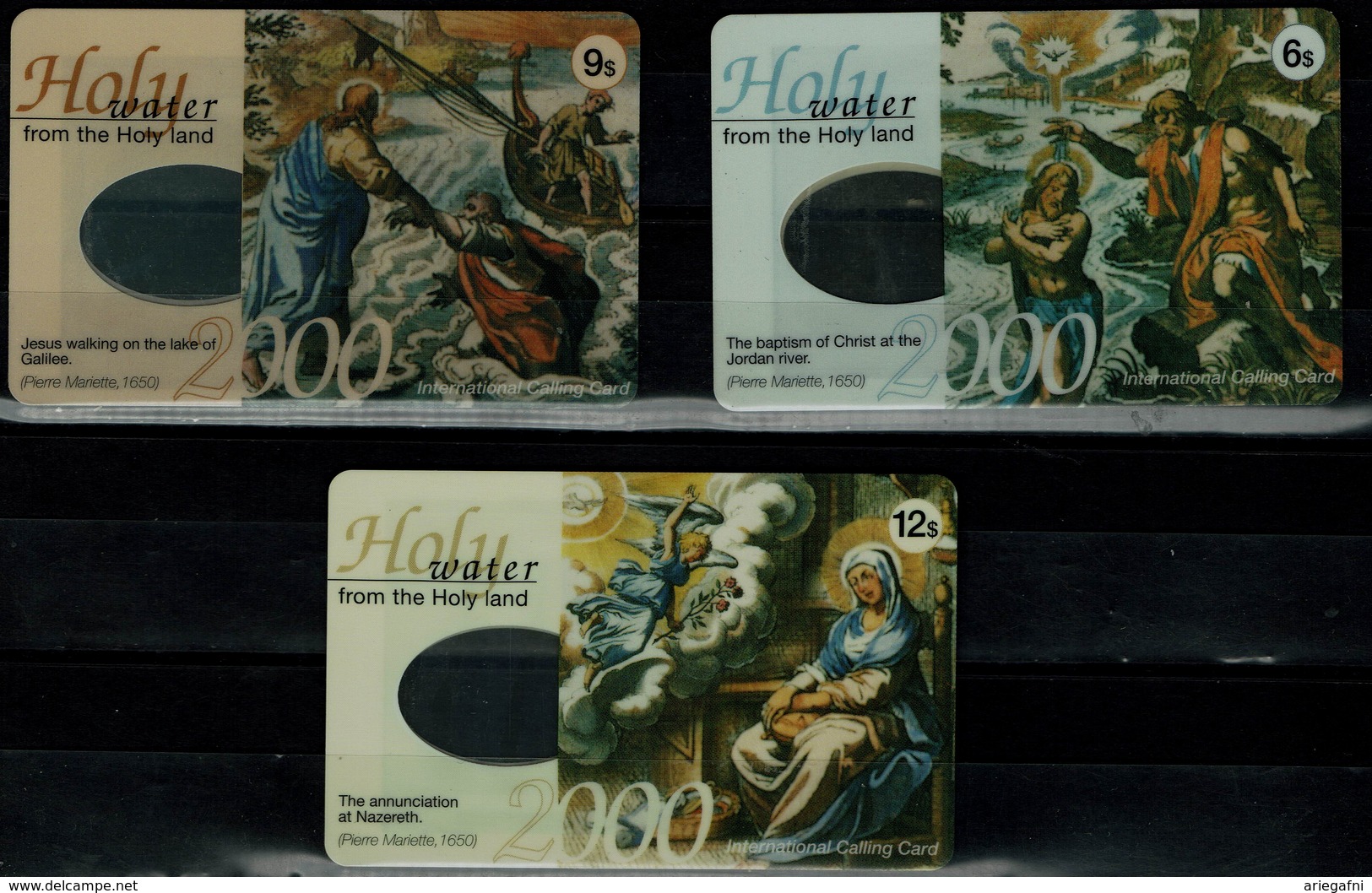 ISRAEL  2000 PRIVATE PHONECARD GOLDEN LINES HOLY WATER FROM THE HOLY LAND SET OF 3 MINT VF!! - Israël