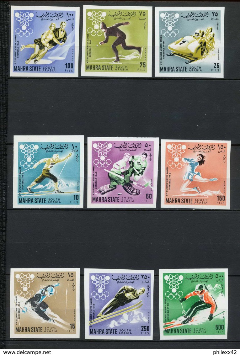 Aden - 1067 Mahra State - N° 39/47 B Non Dentelé ** (imperforate) Jeux Olympiques (olympic Games) GRENOBLE 68 COTE 15 - Hiver 1968: Grenoble