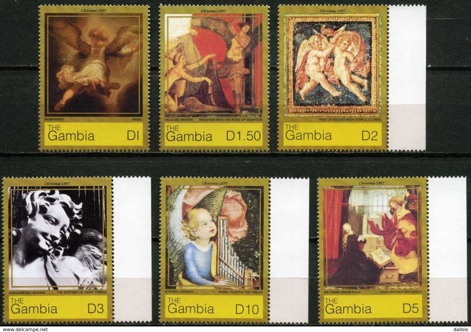 Gambie - 1997 - Tableaux Et Sculptures - Rembrandt, Bernin, Grunewald, Lochner - Neufs - Otros & Sin Clasificación