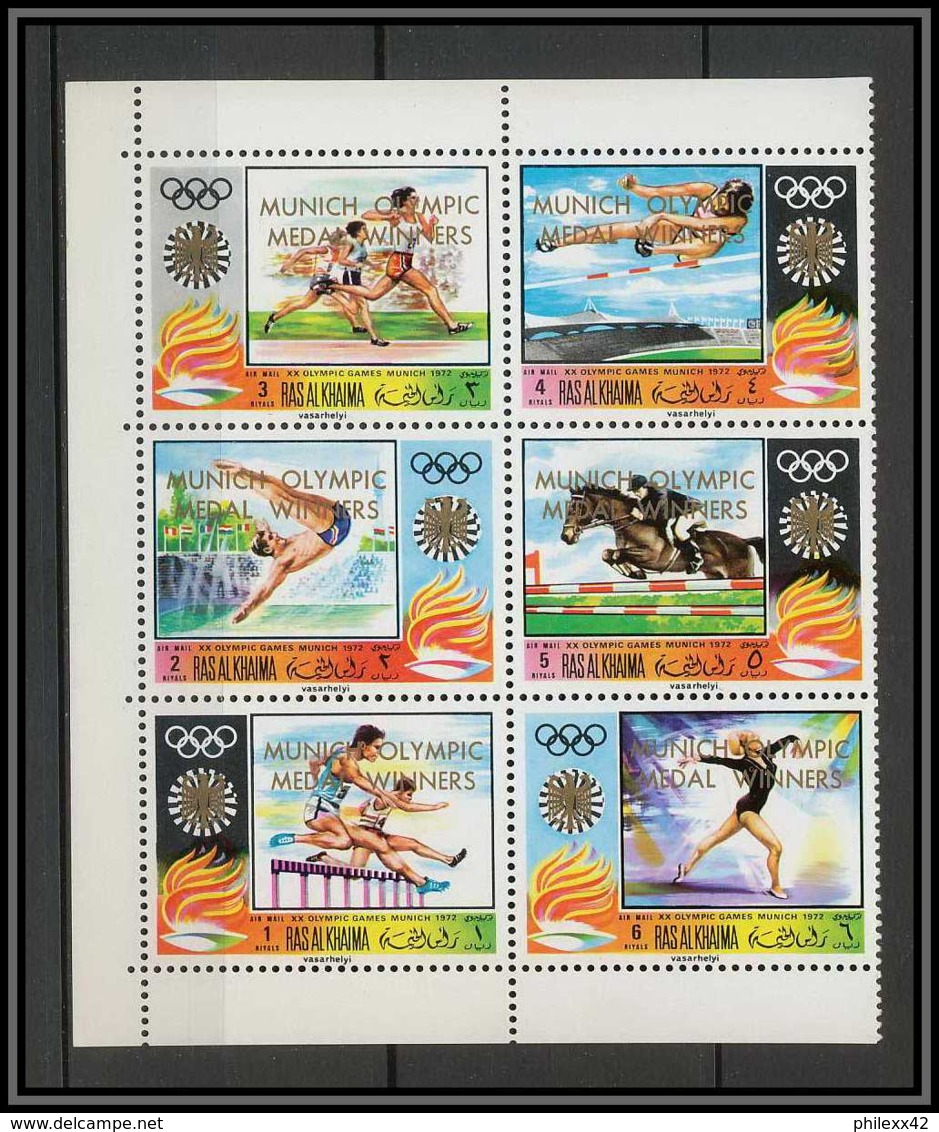 Ras Al Khaima - 604 - N° 540/545 Jeux Olympiques (olympic Games) Munich Olympic Medal Winners 1972 Overprint Gold - Ras Al-Khaima