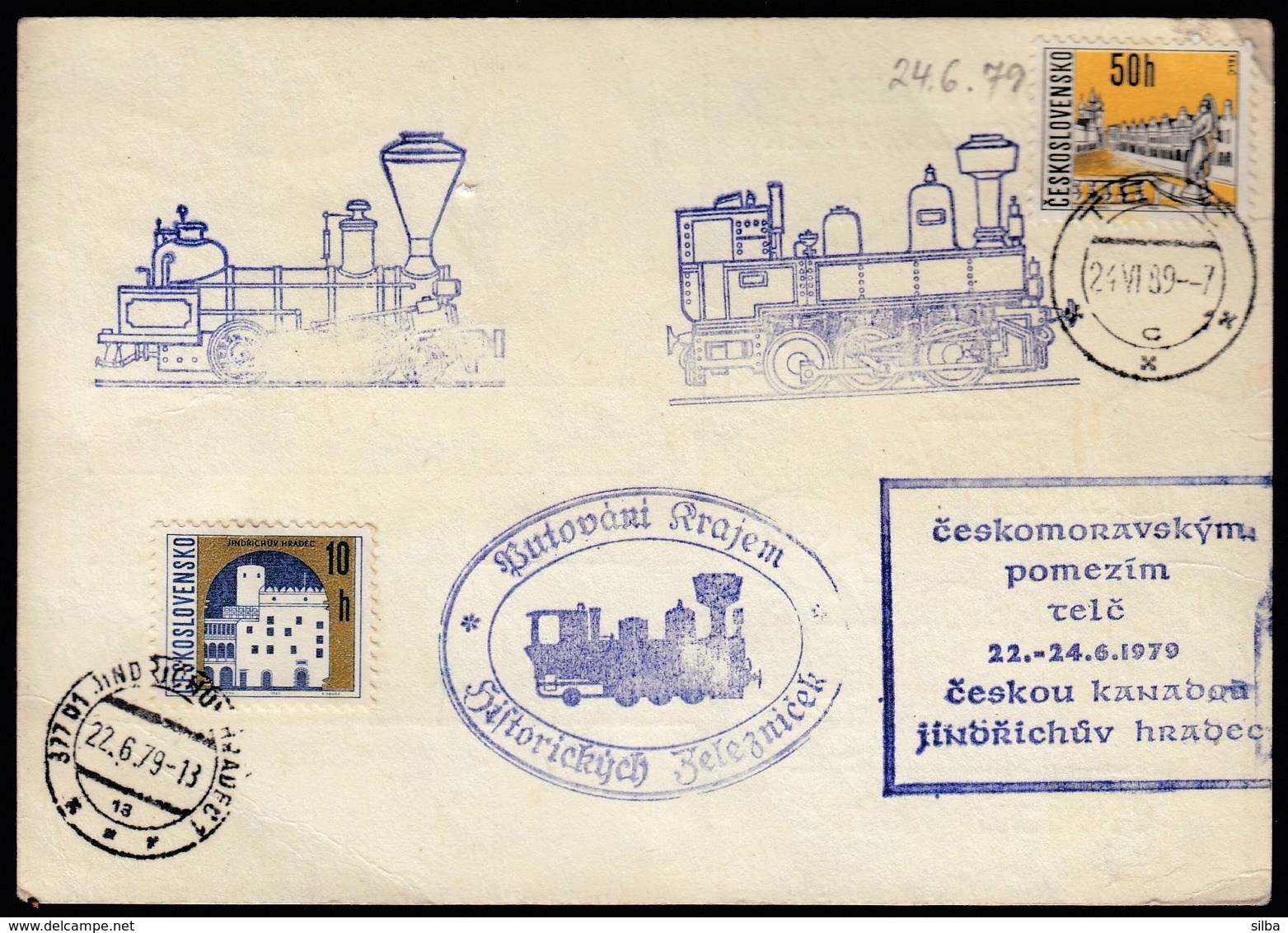 Czechoslovakia 1979 / History Railway Obratan - Jindrichuv Hradec / Train, Locomotive - Trains