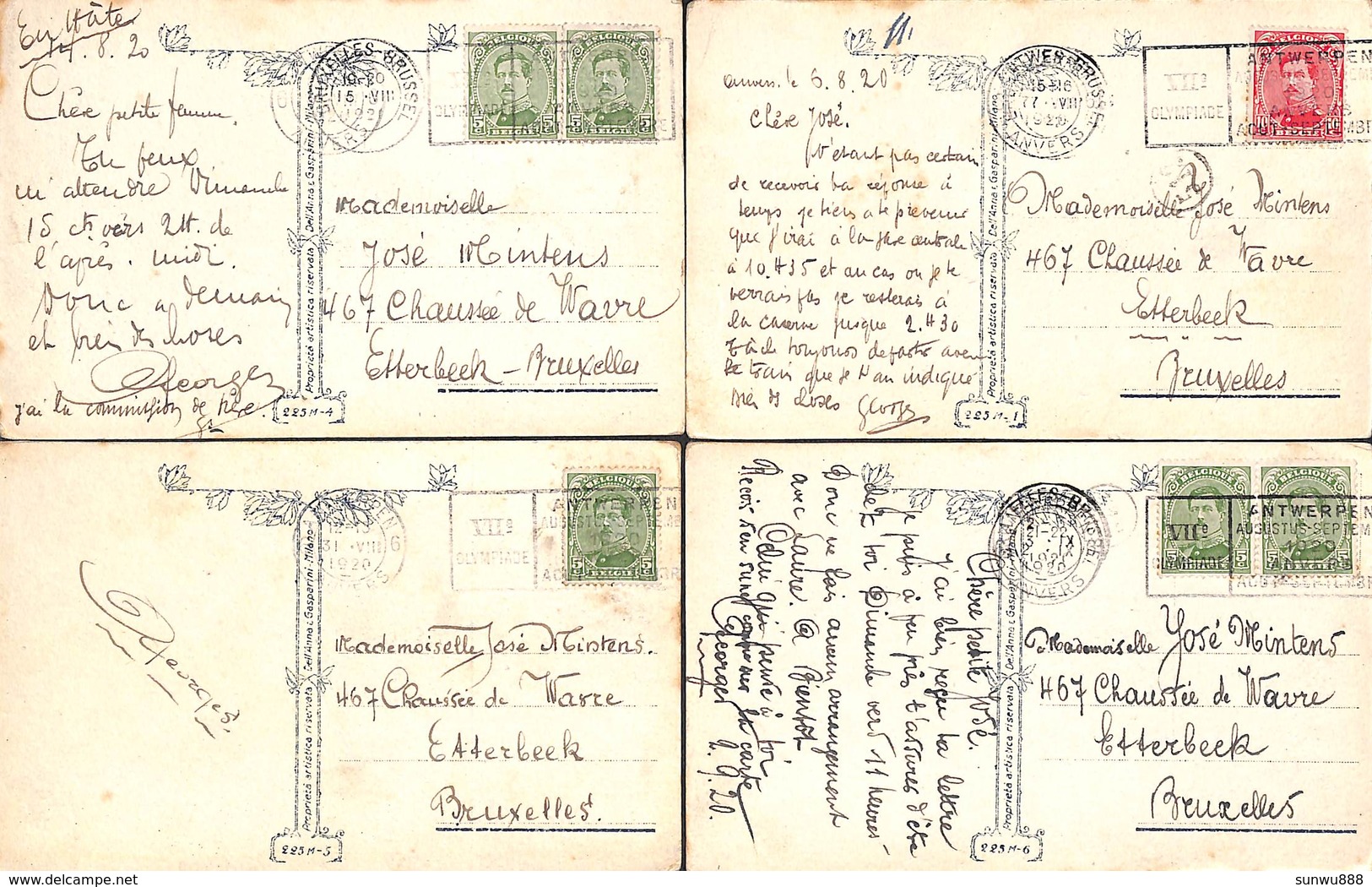 Fantaisie Couple - Lot 4 Cartes Postcards Gasparini 1920's - Couples