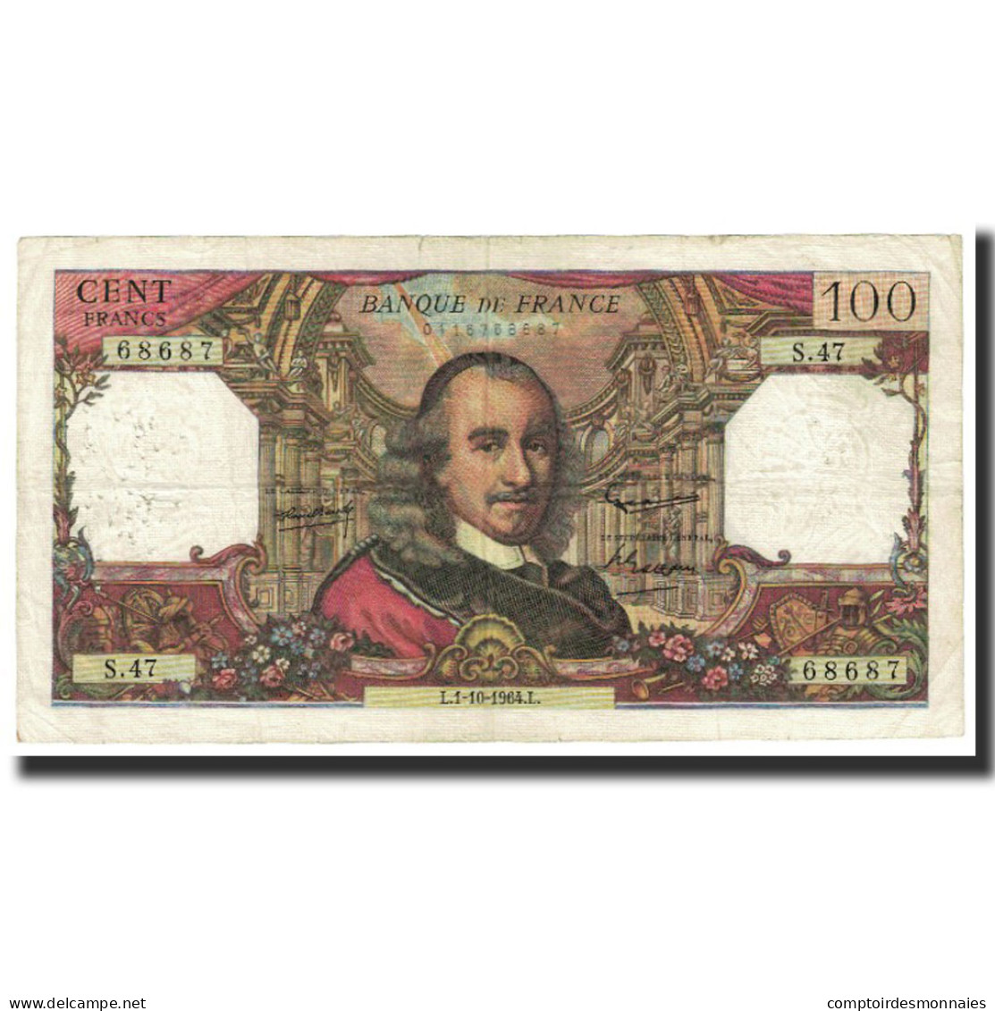 France, 100 Francs, Corneille, 1964, 1964-10-01, TB+, Fayette:65.04, KM:149a - 100 F 1964-1979 ''Corneille''