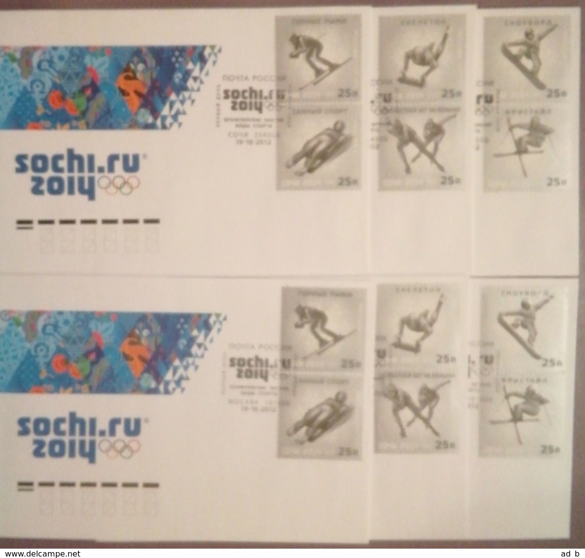 Russia 2012. Winter Olympic Sports. Set Of 6 FDCs. Moscow & Sochi Postmark19 Oct 2012 - Inverno 2014: Sotchi