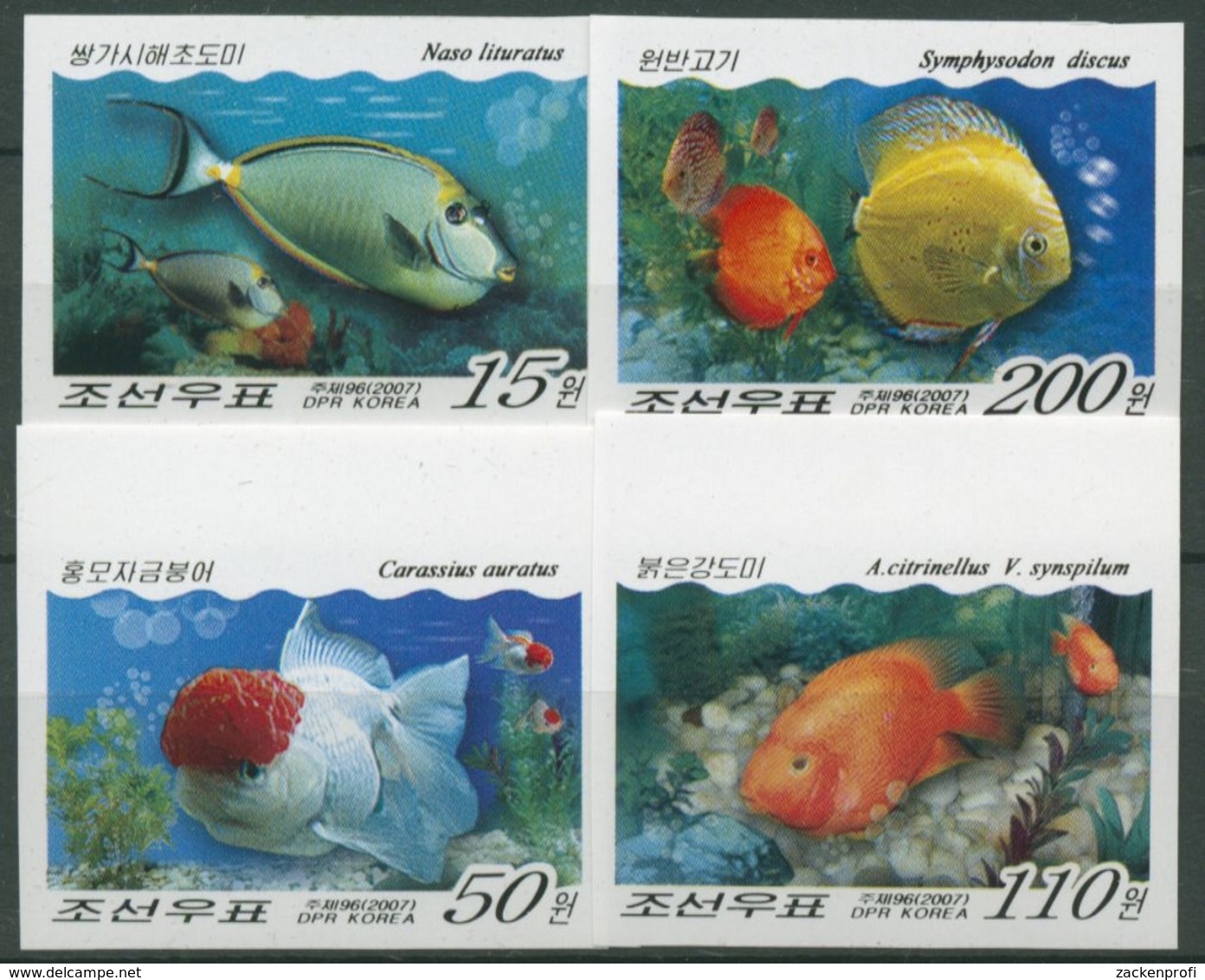 Korea (Nord) 2007 Fische: Oranda, Diskusbuntbarsch 5227/30 B Postfrisch - Corea Del Nord