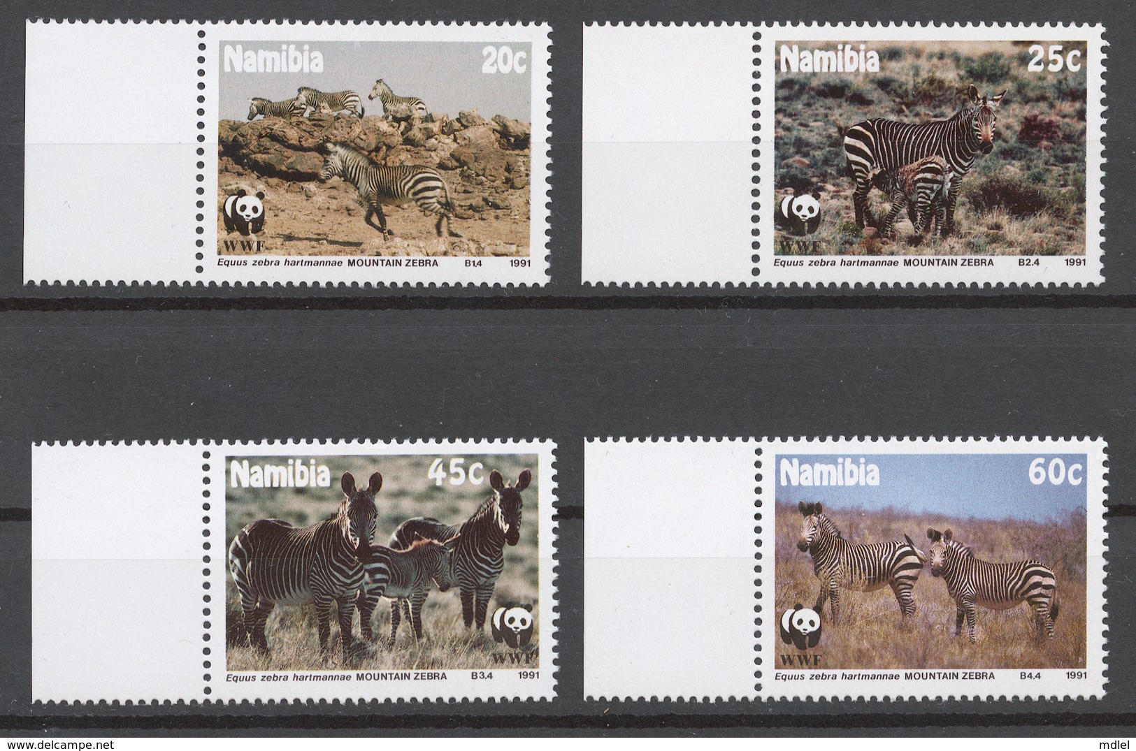 Namibia 1991 Mi# 702-05** ZEBRAS - Namibie (1990- ...)