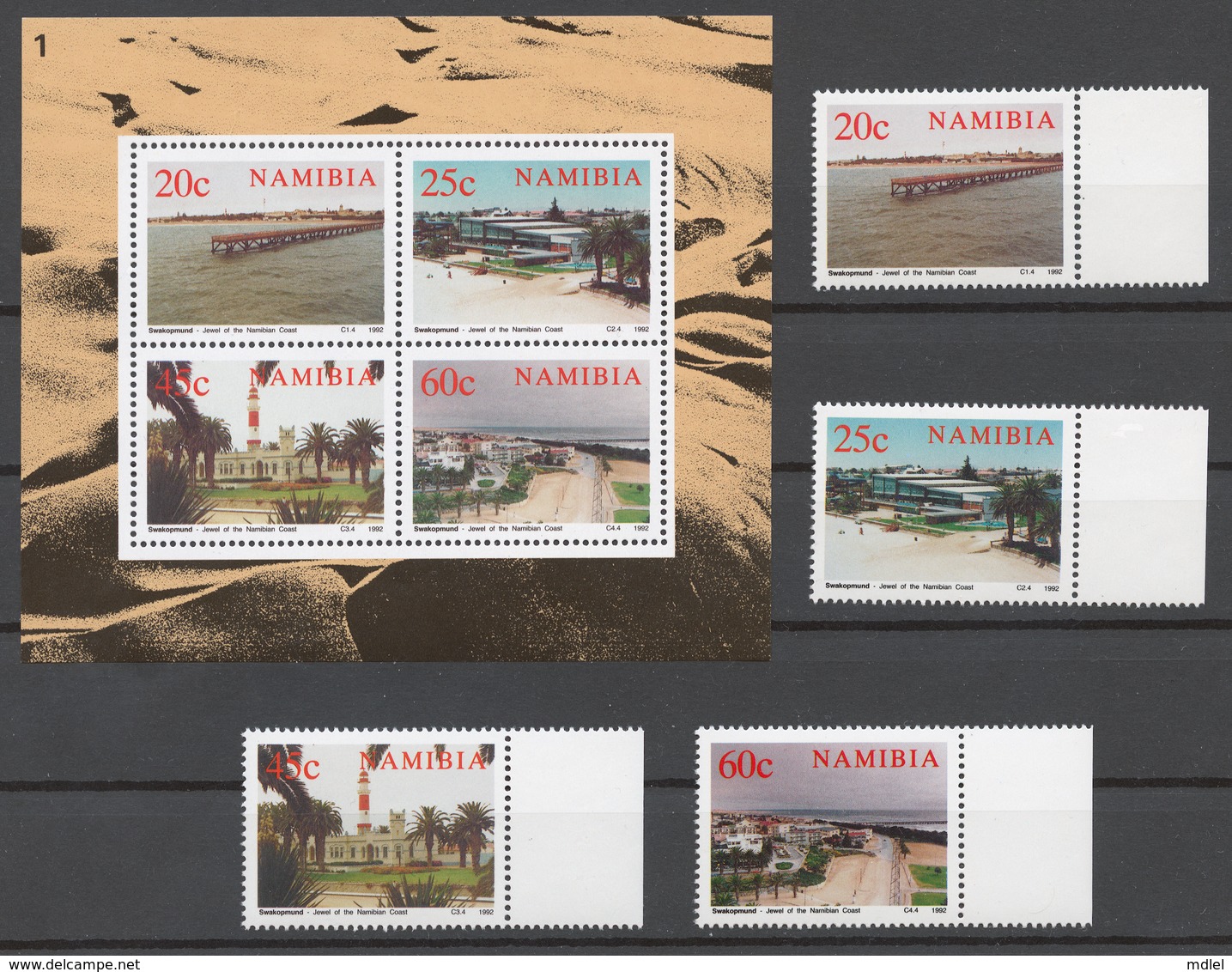 Namibia 1992 Mi# 723-26+ Bl.15** VIEWS OF SWAKOPMUND - Namibie (1990- ...)