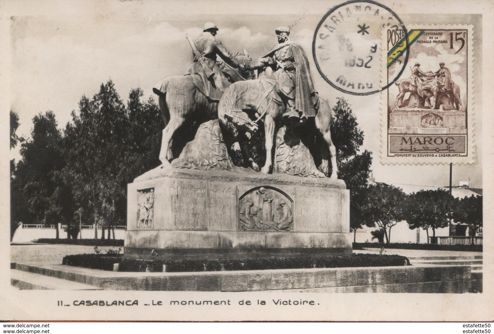 Maroc;FDC 1er Jour 1952;carte Maximum;TP N°319 "monument Du Souvenir,médaille Militaire " Casablanca "Morocco;Marruecos - Cartas & Documentos