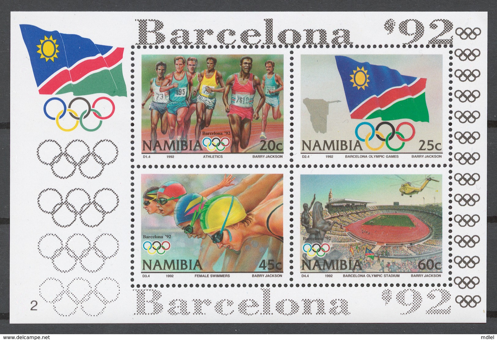 Namibia 1992 Mi# Bl.16** OLYMPIC GAMES, BARCELONA 1992 - Namibie (1990- ...)