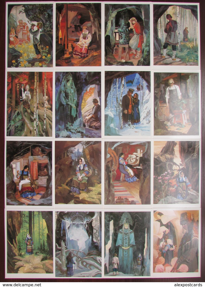 FAIRY TALES By PAVEL BAZHOV. Set Of 16 Postcards In Folder. USSR, 1984 - Contes, Fables & Légendes