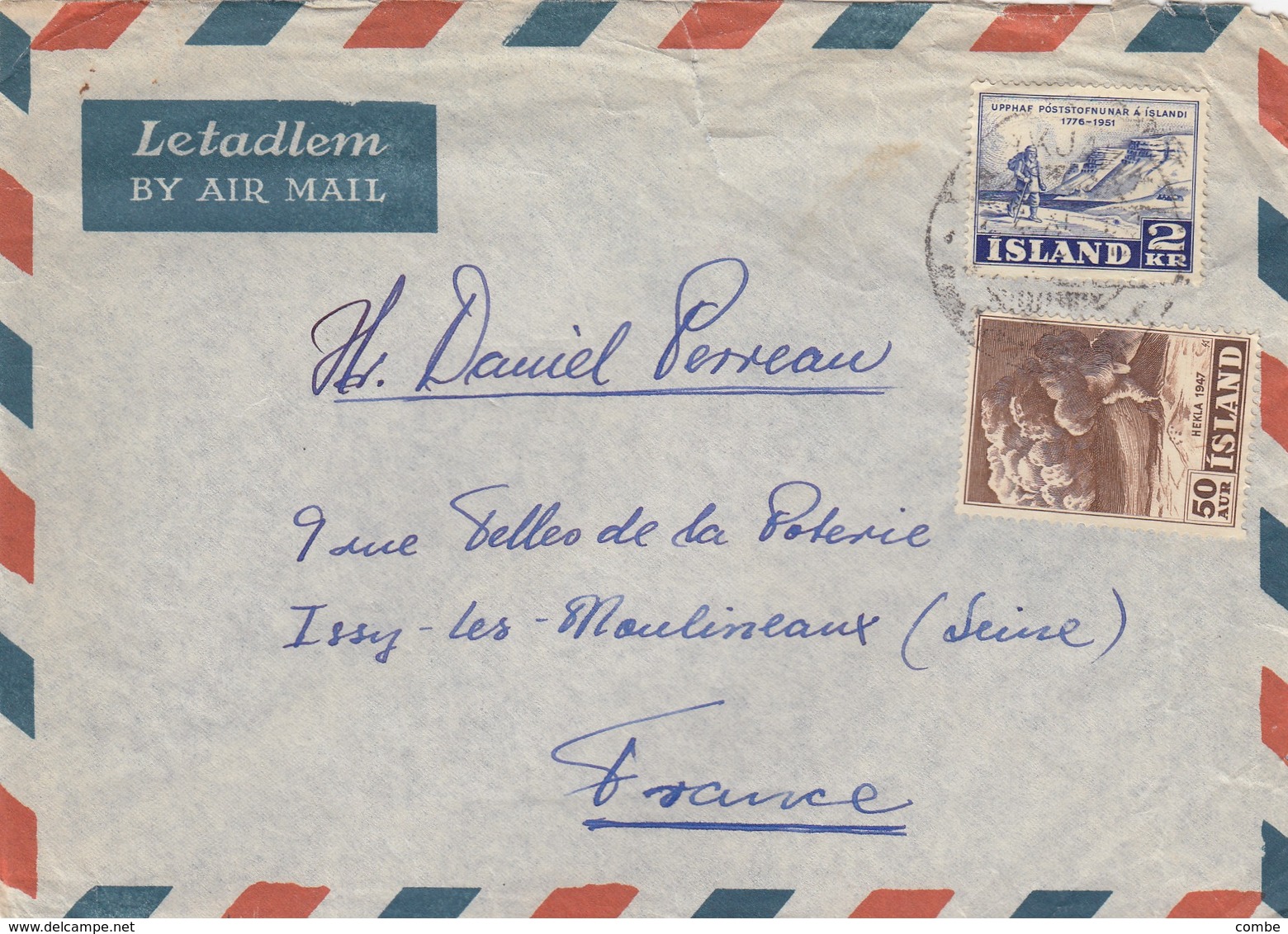 LETTRE ISLAND. REYKJAWIK POUR  LA FRANCE / 3 - Storia Postale