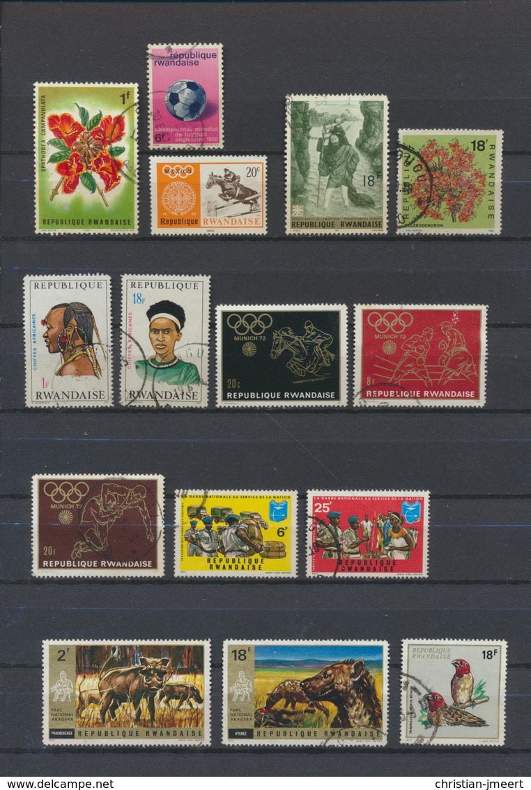 RUANDA-URUNDI Et RWANDA  Lot De 96 Timbres Oblitérés - Collections