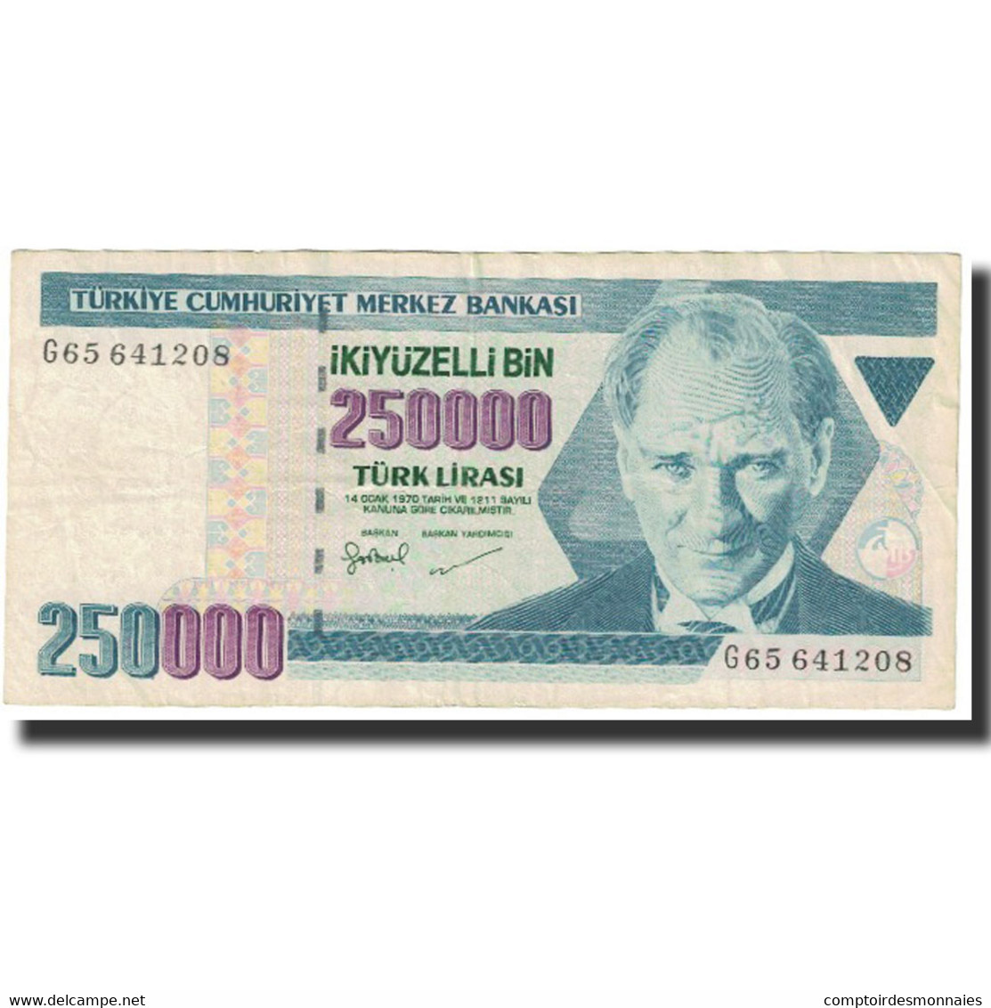 Billet, Turquie, 250,000 Lira, 1970, 1970-01-14, KM:211, SUP - Turquie
