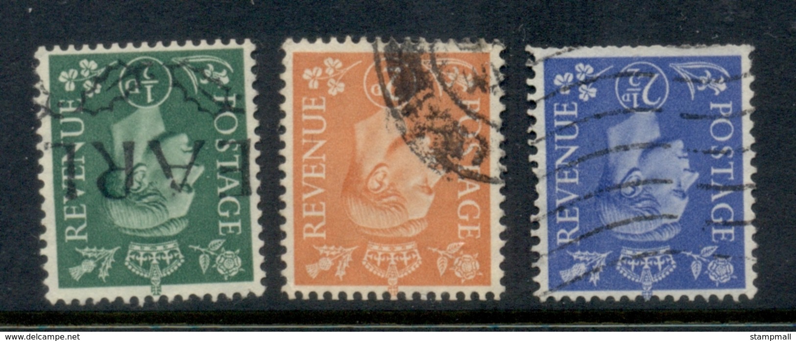 GB 1941-42 KGVI Portrait 0.5,2.5,2d Wmk Inverted FU - Unclassified