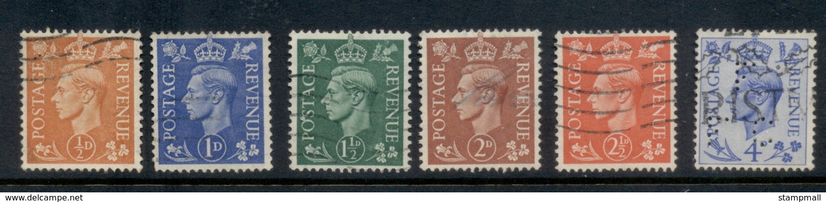 GB 1950-51 KGVI Portraits (2d Perfin) FU - Sin Clasificación