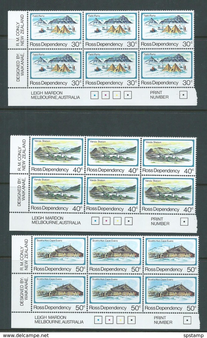 Ross Dependency 1982 25th Anniversary Of Scott Base Set 6 In Imprint Blocks Of 6 MNH - Nuevos