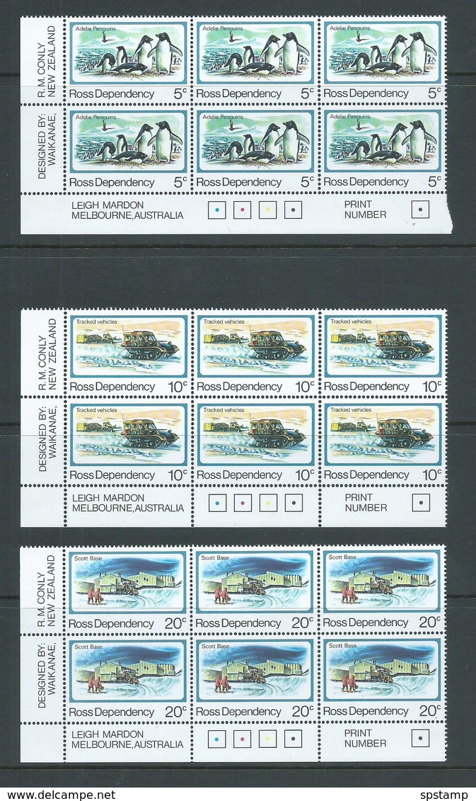 Ross Dependency 1982 25th Anniversary Of Scott Base Set 6 In Imprint Blocks Of 6 MNH - Unused Stamps