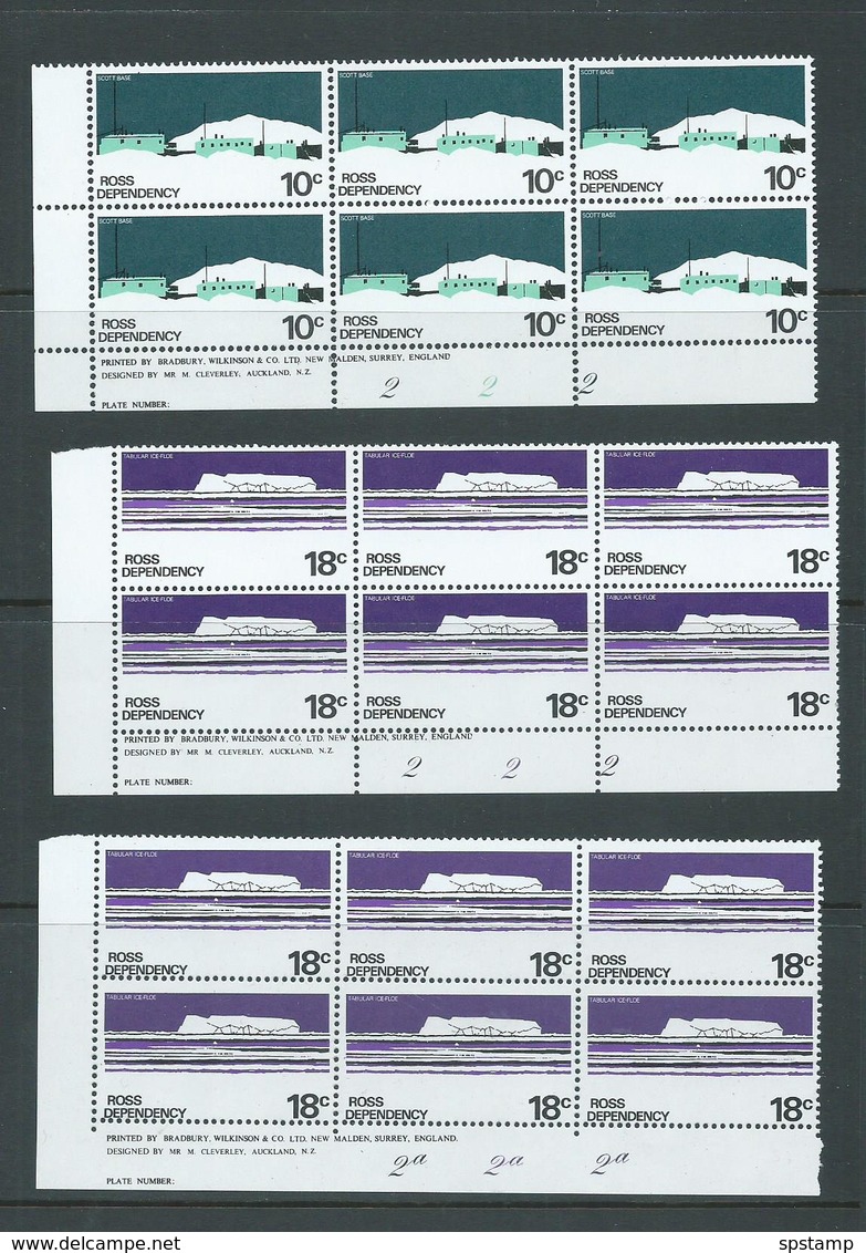 Ross Dependency 1972 Decimal Simplified Set Of 6 In Imprint & Plate Number Blocks Of 6 Or 8 With Extras MNH - Other & Unclassified