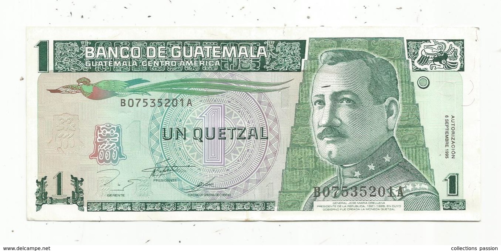 Billet , BANCO DE GUATEMALA , Un,1 Quetzal , 1995 , 2 Scans - Guatemala