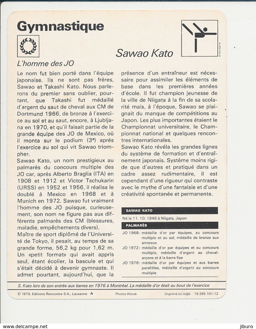 Sawao Kato Barres Parallèles Gymnastique Sport 1FICH-GYM - Sports