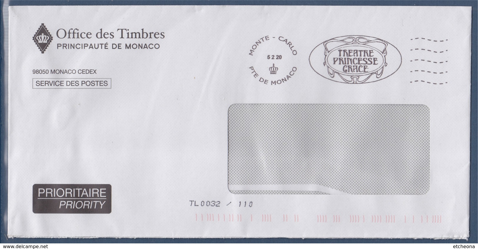 Flamme Théâtre Princesse Grace Monte Carlo 5.2.20 Principauté De Monaco - Postmarks