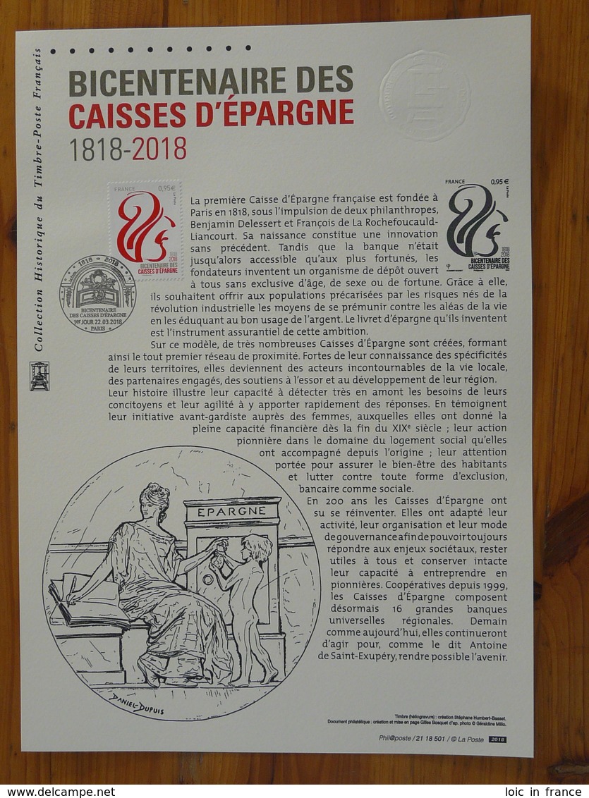 Document Officiel FDC 18-501 Caisse D'Epargne Banque Finance écureuil Squirrel 2018 - Documents Of Postal Services