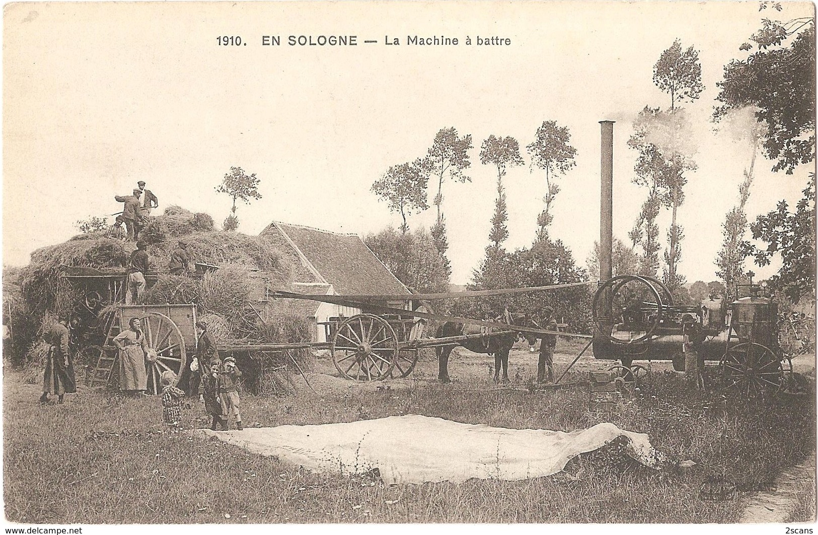 Dépt 41 - En Sologne - LA MACHINE À BATTRE - (scène De Battage Avec Locomobile à Vapeur) - Autres & Non Classés