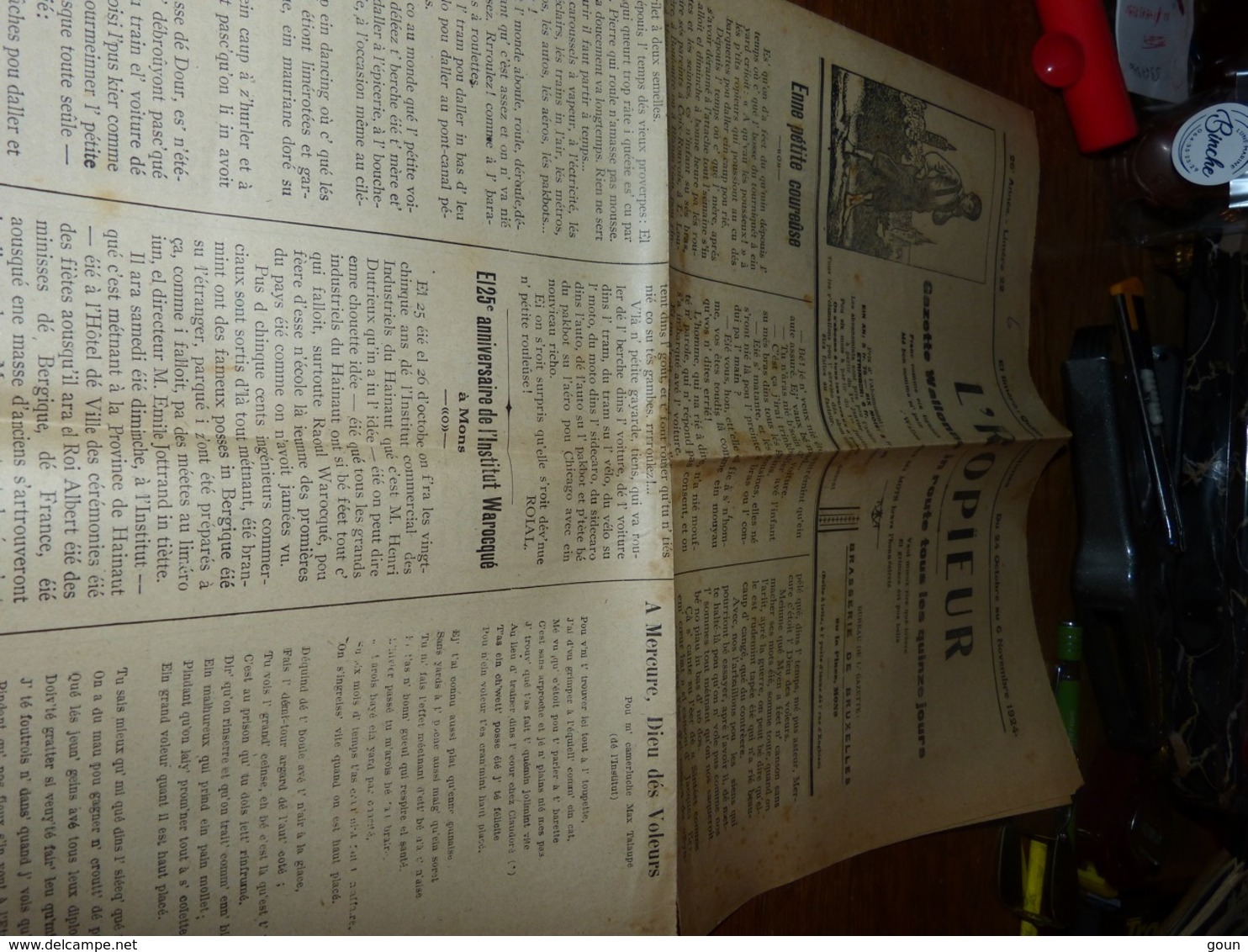 Ancienne Gazette En Wallon L'ropieur Mons 6/11/1924 - Revues & Journaux