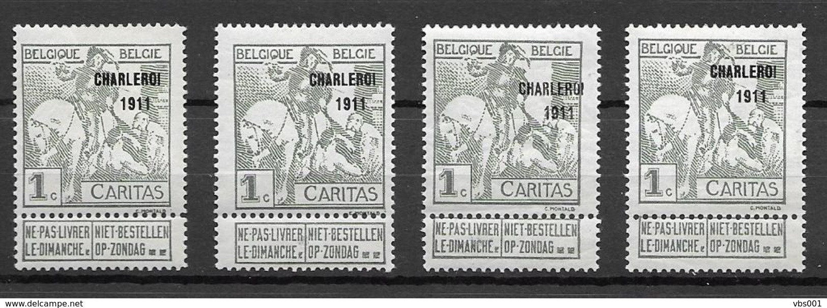 OBP100, 4x, Postfris** - 1910-1911 Caritas