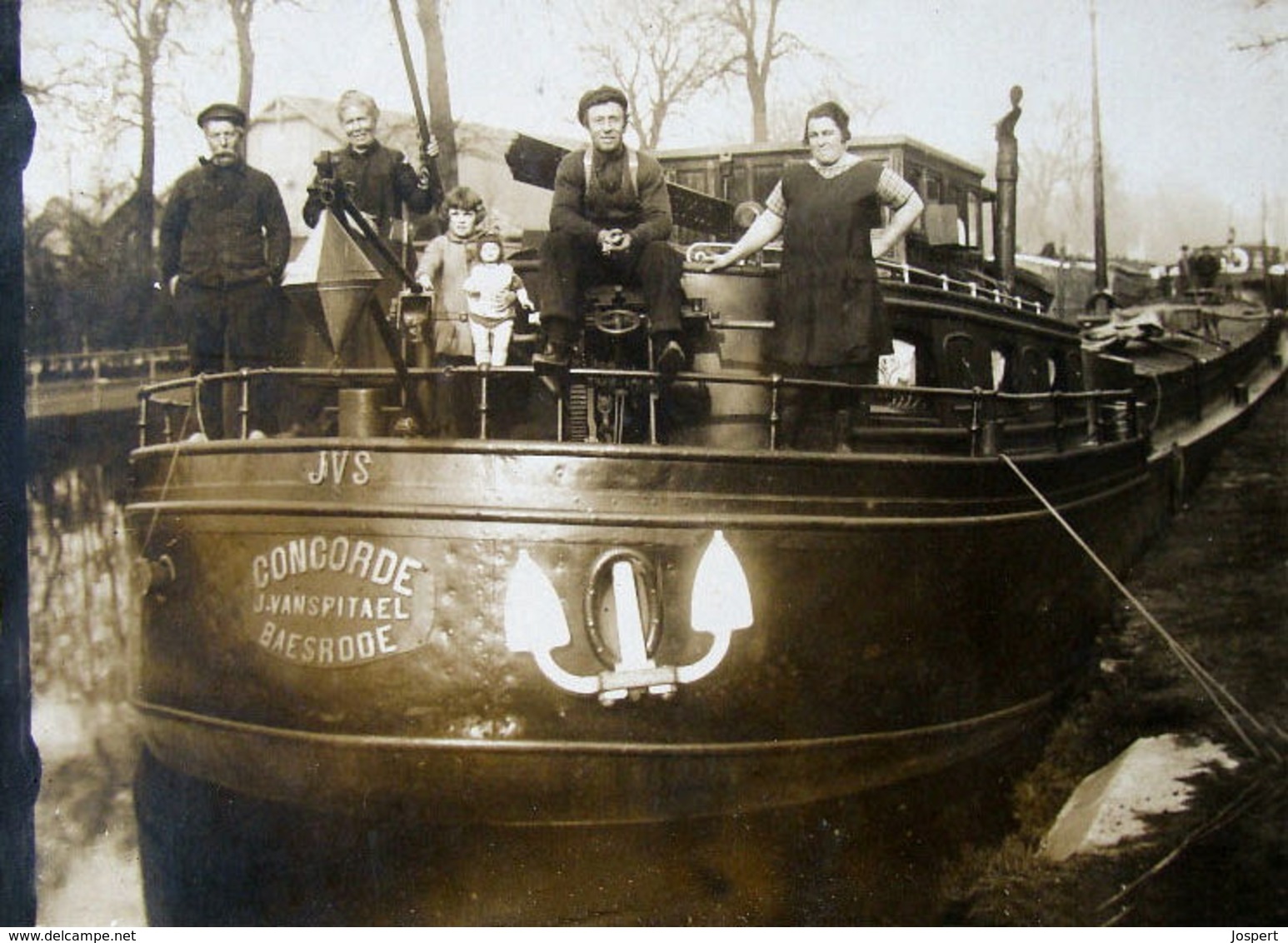 RPCP : Binnenschip : CONCORDE ; Familie VAN SPITAEL, Baesrode; Baasrode,  Photo Of Old Postcard, 2 Scans - Boats