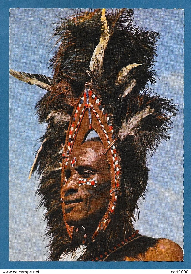 KENYA SUK DANCERKENYA KIKUYU DANCER OSTRICH FEATHER HEAD-GEAR - Kenia