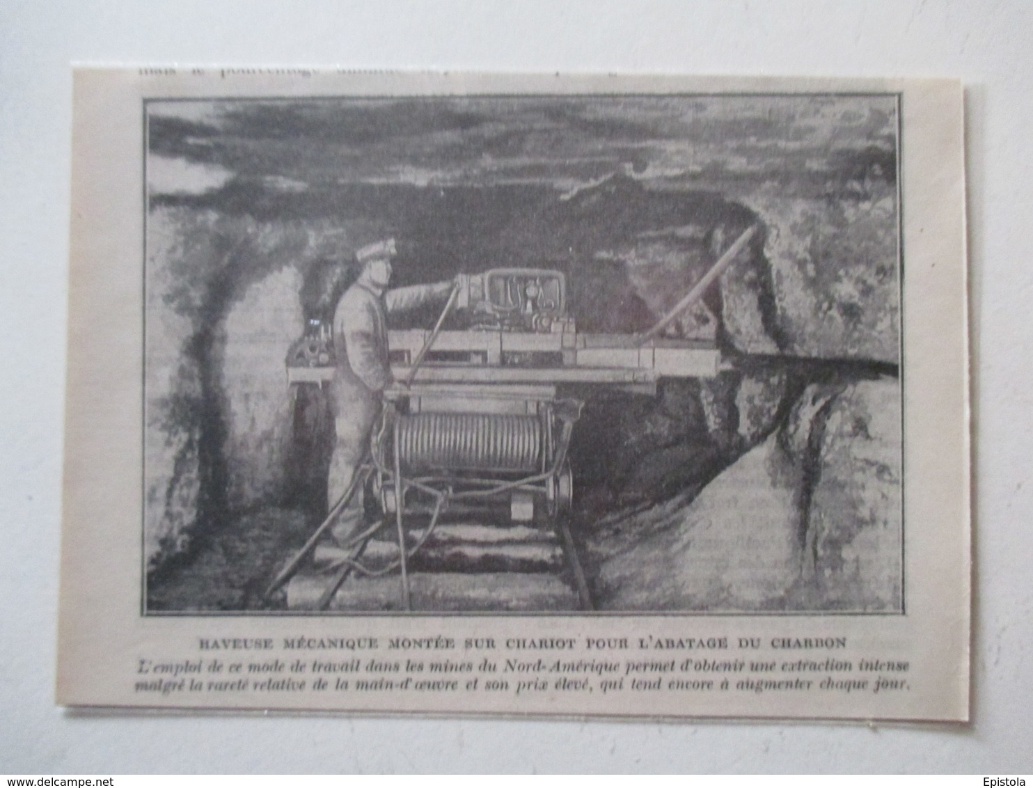 Mine De Charbon Nord Américaine -  Haveuse "shearer"  -  Coupure De Presse De 1920 - Other Apparatus