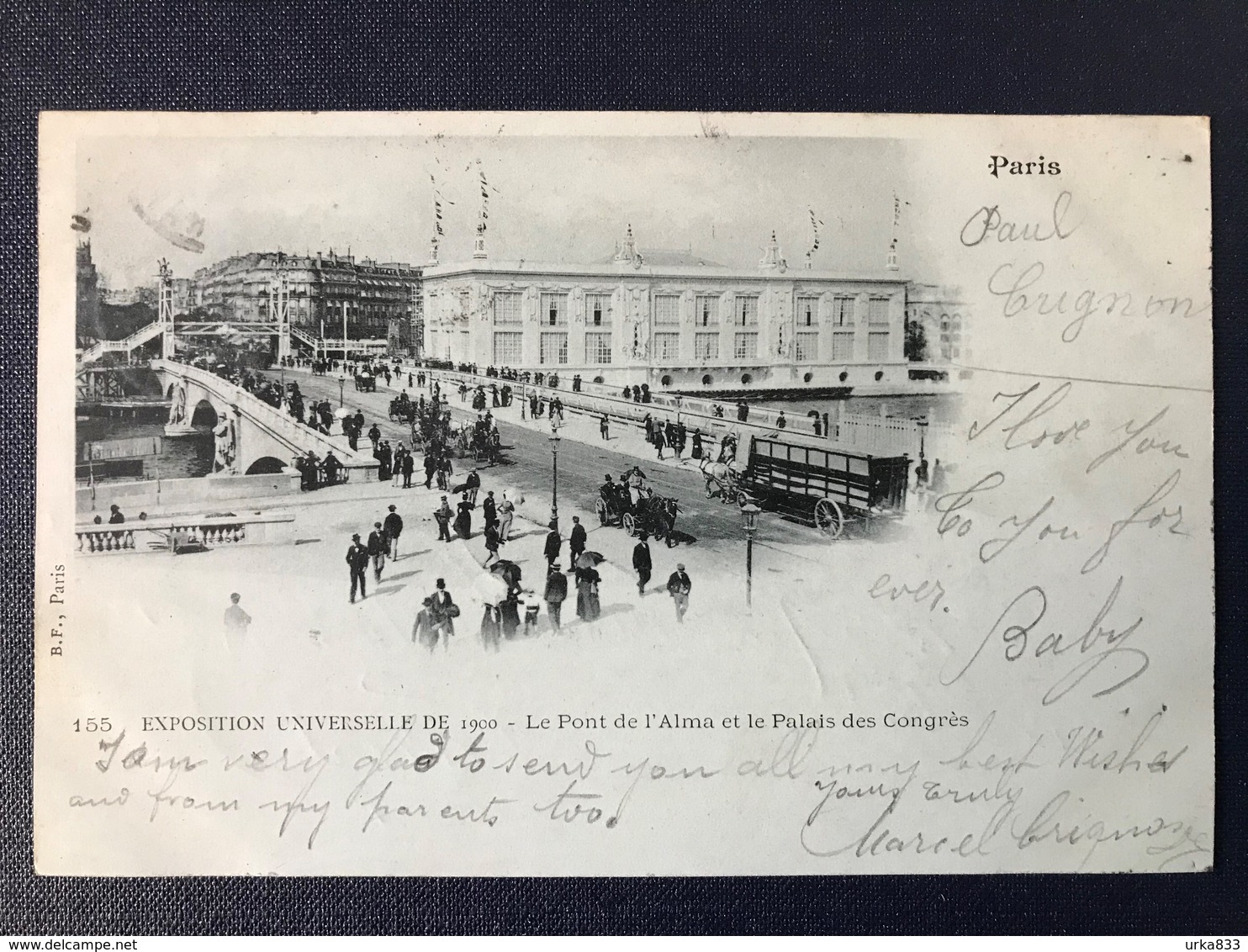 CPA Paris Exposition Universelle 1900 Pont Alma Palais Des Congrès Timbre Type Sage Cachet Rapp - Expositions