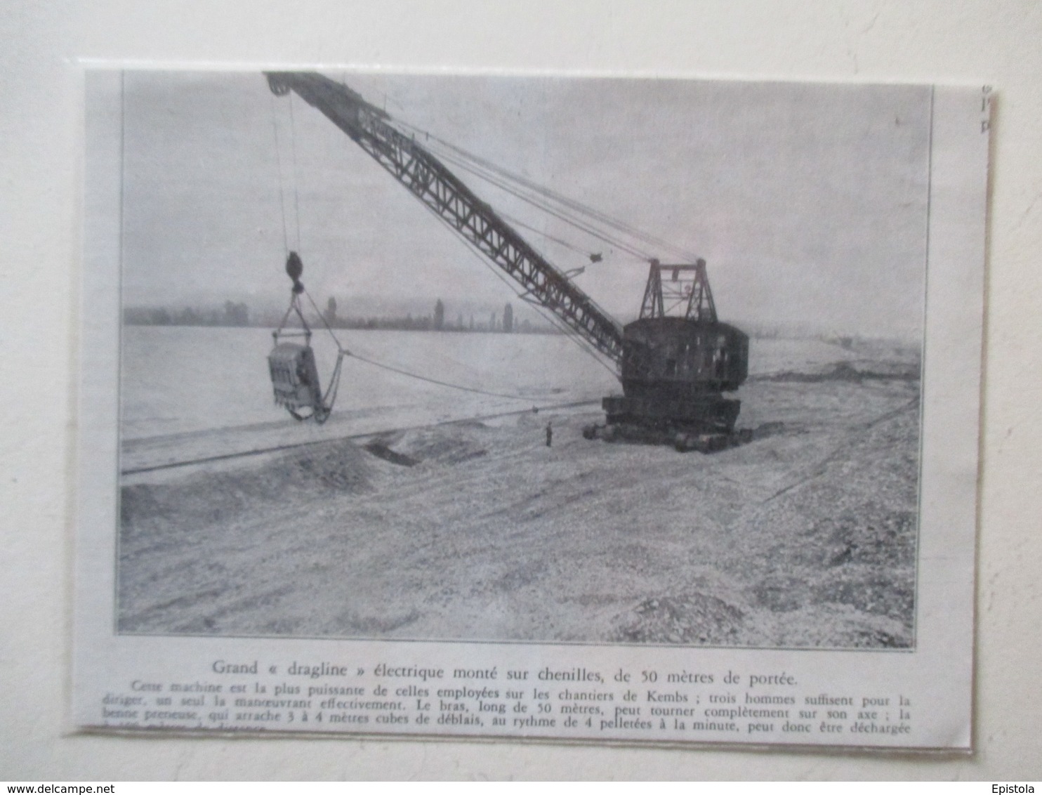 KEMBS (68)  -  Dragline Sur Chenilles -  Coupure De Presse De 1930 - Autres Appareils