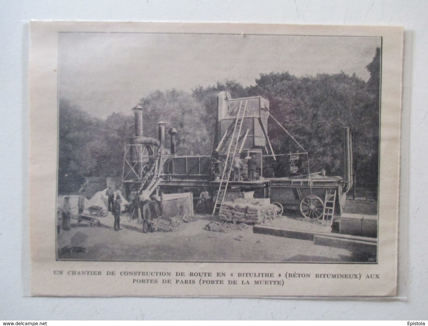 PARIS AUTEUIL   -  Construction De Route   "Machine à Vapeur à Béton Bitumineux"  -  Coupure De Presse De 1928 - Autres Appareils