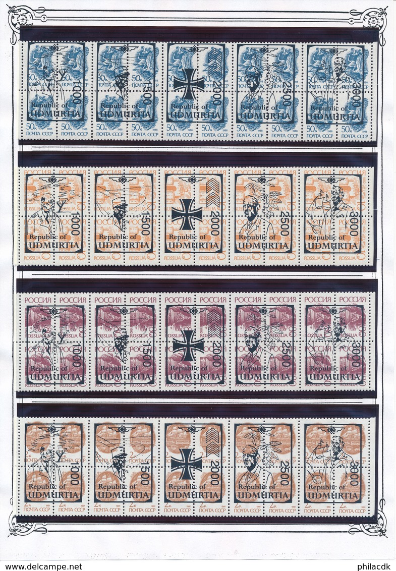 BELLE COLLECTION THEME GENERAL DE GAULLE DE TIMBRES DE TCHETCHENIE ET DE RUSSIE  AVEC BELLES SURCHARGES ET OBLITERATIONS