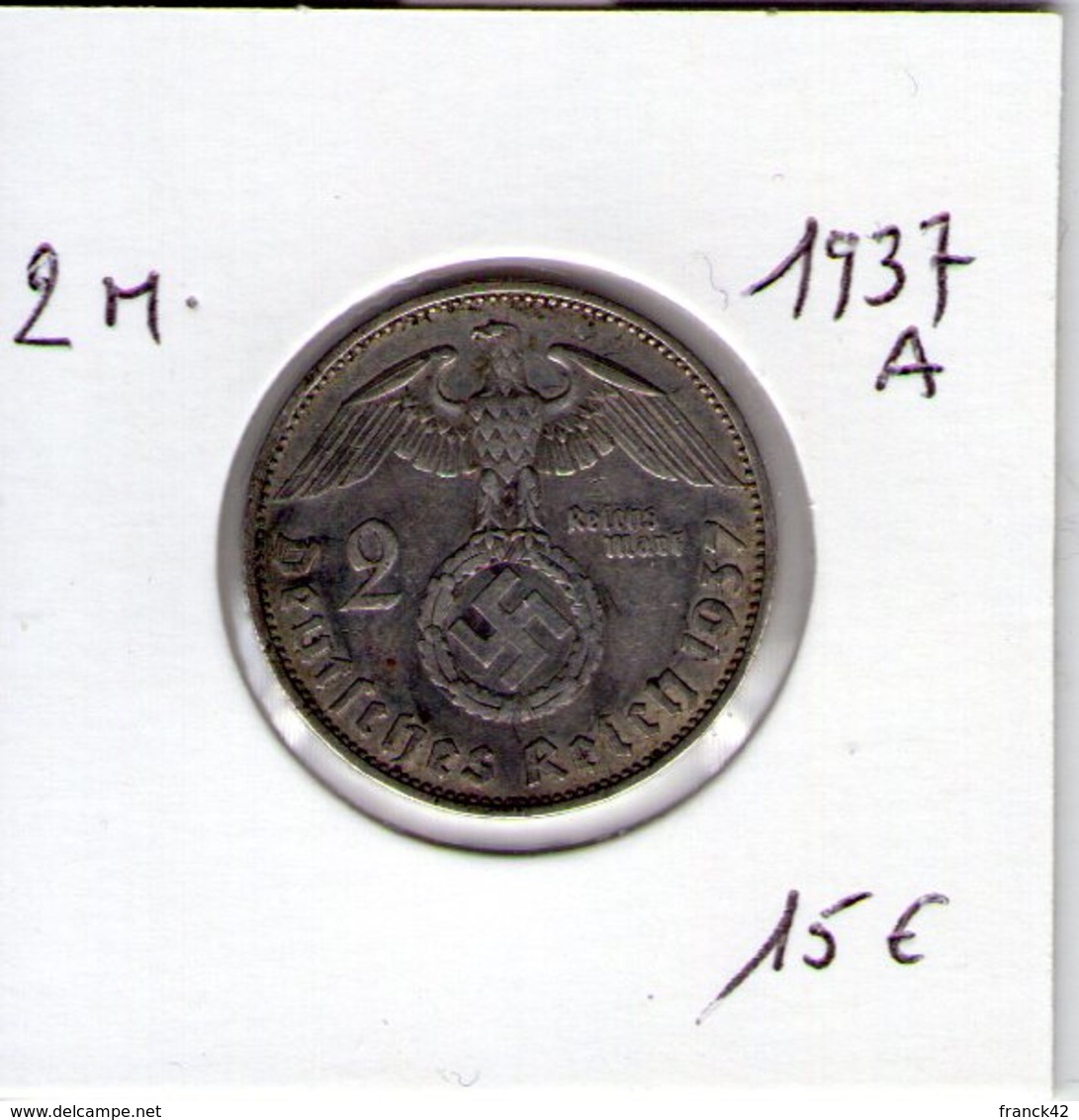 Allemagne. 2 Reichsmark 1937 A - 2 Reichsmark