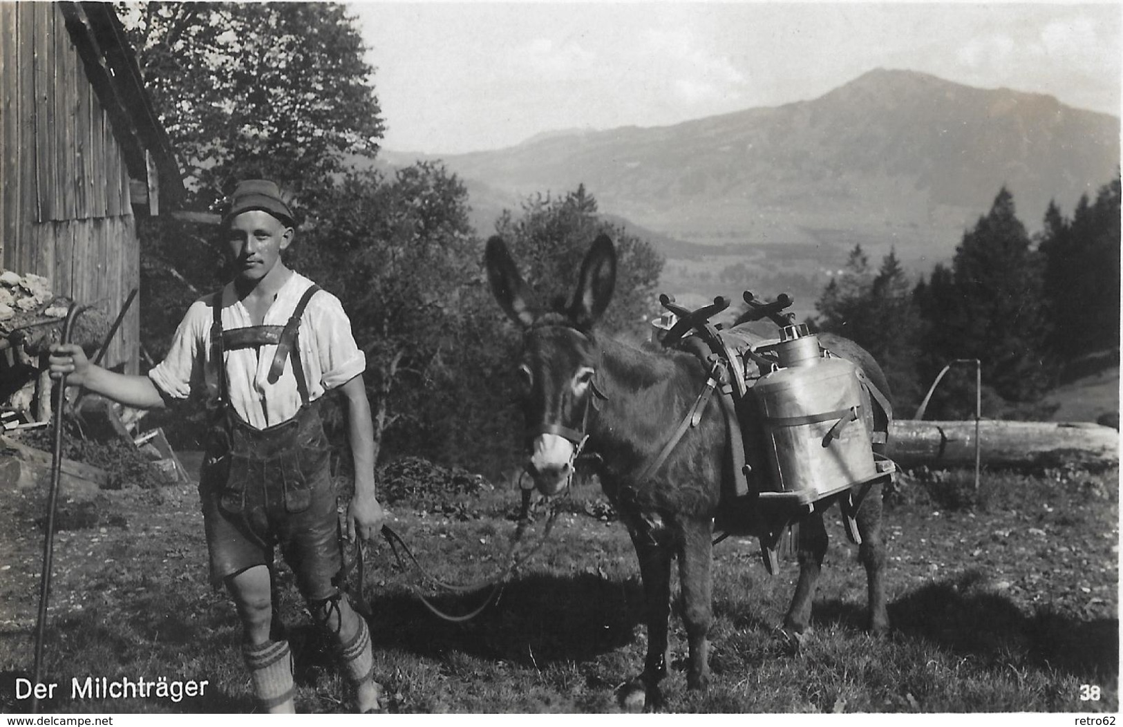 DER MILCHTRÄGER → Milchtransport Von Der Alm Im Allgäu, Original-Aufnahme Photohaus Hipp Immenstadt, Ca.1950 - Immenstadt