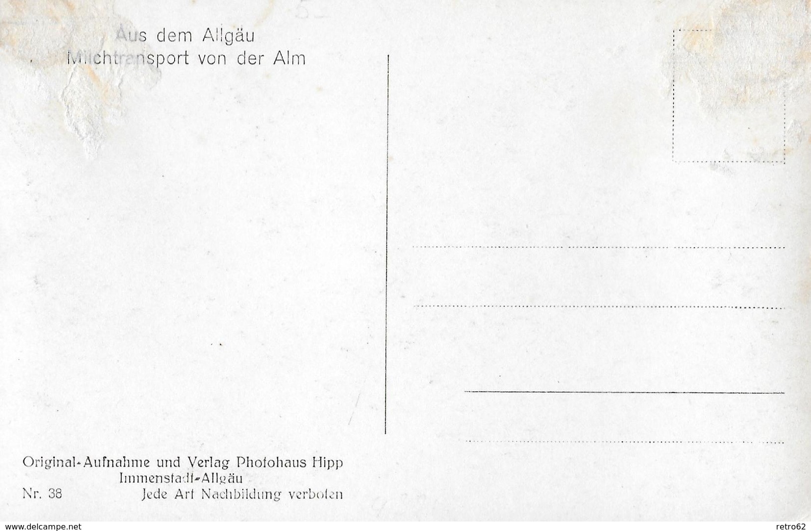 DER MILCHTRÄGER → Milchtransport Von Der Alm Im Allgäu, Original-Aufnahme Photohaus Hipp Immenstadt, Ca.1950 - Immenstadt